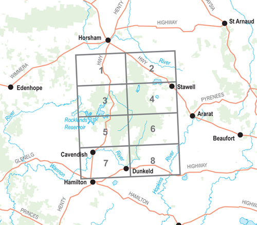 Map of the Grampians area showing areas open to Sambar Deer hunting.