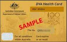 DVA Health Card War Widow example