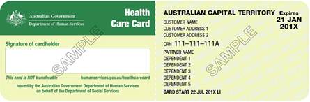 Health Care Card example