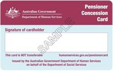 Pensioner Concession Card example